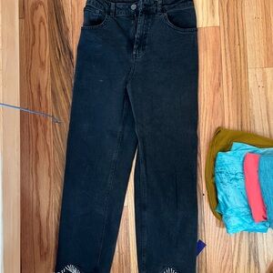 Black Women's rhinestone party Jeans